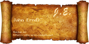 Jahn Ernő névjegykártya